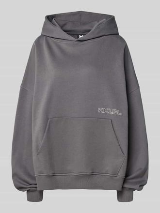 Karo Kauer Oversized Hoodie mit Label-Print in Anthrazit, Gr&ouml;&szlig;e S