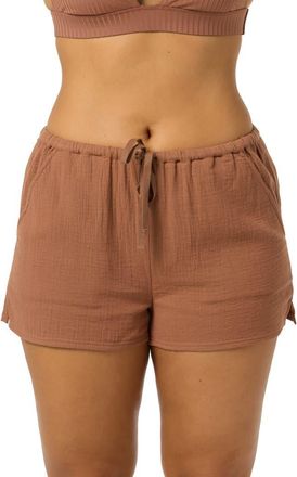 O'Neill Brenda Cotton Gauze Shorts in Carob Brow at Nordstrom, Size Xx-Large