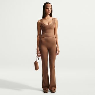 Nike Womens SKIMS Matte High-Waisted Slim Flared Leggings in Brown | IU3054-263