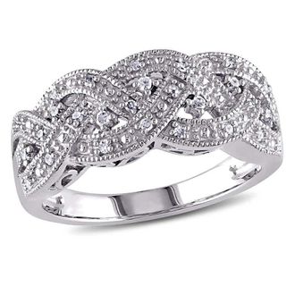 Amour 1/8 CT TW Braided Diamond Ring In Sterling Silver