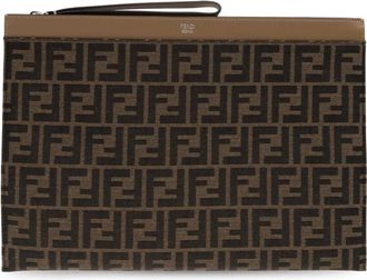 Fendi Bags, male, Brown, Size: ONE SIZE Large Flat FF Pouch