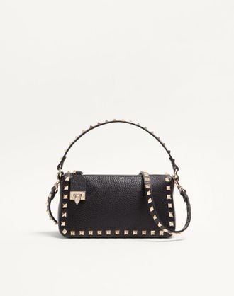 Valentino Garavani Borsa Piccola A Tracolla Rockstud In Vitello Granato Donna NERO UNI