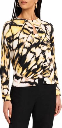 Oscar De La Renta Butterfly Printed Cardigan In Black Multi