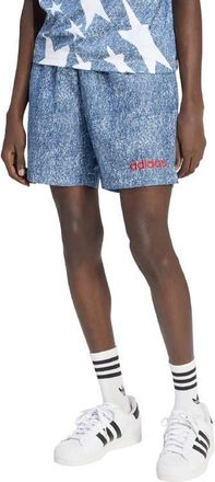 adidas Denim Print Shorts in White/dark Blue at Nordstrom, Size Xx-Large