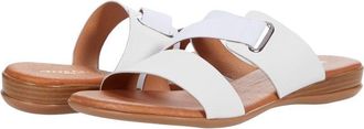 Andr&eacute; Assous Womens Andre Assous Alima Sandals White Leather Slip On Slide JOBB280