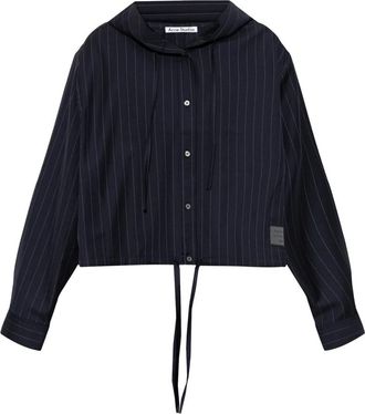 Acne Studios Button-up Wool Overshirt - Dames - Overhemden - Blauw - S - Wol - Overhemden