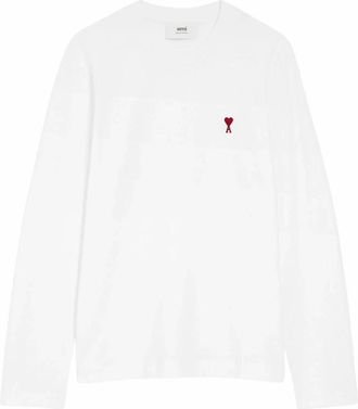 Ami Paris Bag - Heren - Longsleeves - Wit - 2XL - Leer - Tops