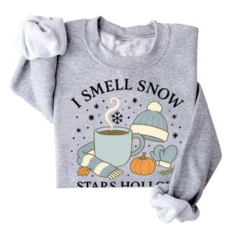 Generic I Smell Snow Sweatshirt Cozy Winter Christmas Sweatshirt I Smell Snow Shirt Merry Christmas Shirt Women Gray