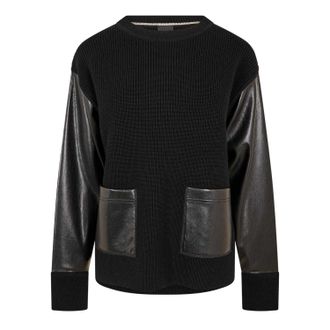 HUGO BOSS Fanalian-sweatshirt van kunstleer voor dames (Zwart)