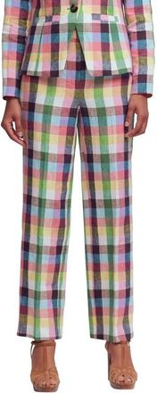 Boden Canonbury Linen Pants in Pink/Soft Yellow Multi at Nordstrom, Size 10
