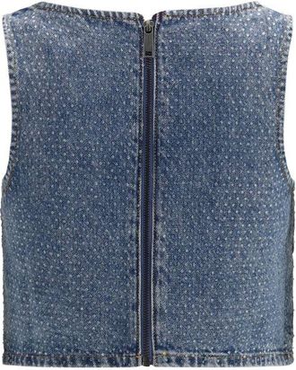Self Portrait Womens Blue Denim Shirt