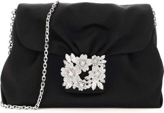 Roger Vivier Rv Bouquet Strass Buckle Drape Mini Bag In Satin