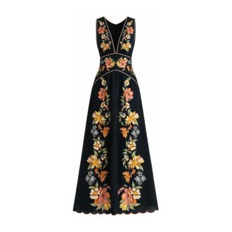 Farm Rio FARM Rio, Maxi Dresses, female, Blue, Size: XS Maira Floral Midi Dress