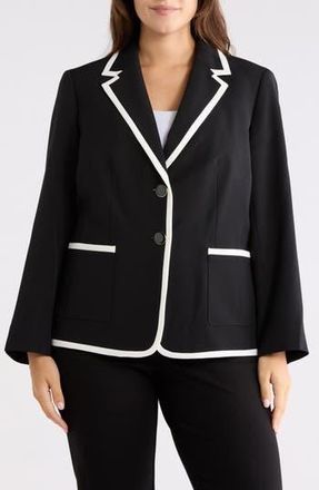 Kasper Notch Lapel Patch Pocket Blazer in Black/Vanilla Ice at Nordstrom Rack, Size 22W