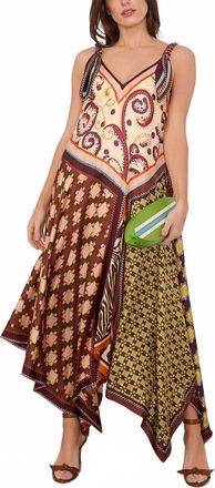 Alemais Wilson Silk Midi Dress In Brown Multi