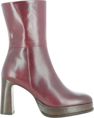 Zinda Bordeaux Damesschoenen Elegant Stijl - Dames - Laarzen met Hak - Rood - 41 EU - Schoenen
