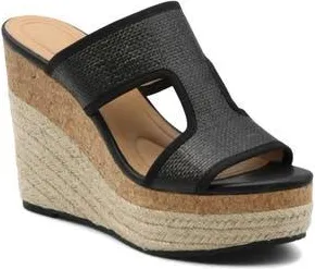 Adrienne Vittadini Casia Wedge Sandal in Black at Nordstrom Rack, Size 6.5