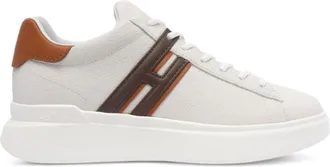 Hogan White Textured Leather Low-Top Sneakers