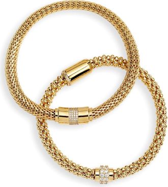 Nordstrom Set of 2 Mesh Stretch Bracelets in Clear- Gold at Nordstrom