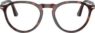 Persol 0po3286v Round Frame Tortoiseshell Acetate Eyeglasses with Keyhole Bridge