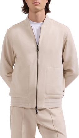 Bugatchi Soft Touch Knit Reversible Bomber Jacket in Almond at Nordstrom, Size Xx-Large