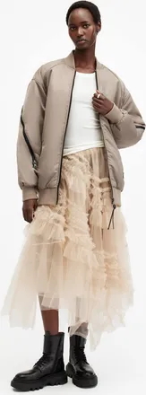 AllSaints Womens Polyester Hanaa Oversized Bomber Jacket, Size: XS