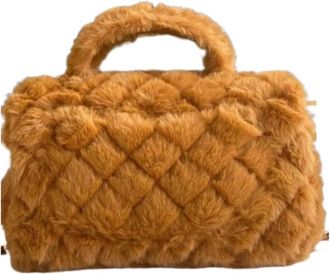 Generic Handle Tote Bag Fur Classic Leather Cover With Chain Strap, Compatible For Shoulder Sling(F)