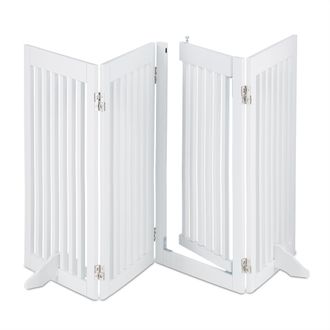 Relaxdays Relaxdays - Barrera Seguridad Perro, Valla Protectora, Puerta, 92x206cm, Plegable, Cerca Protecci&oacute;n Cachorros, Blanco
