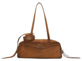 Balenciaga Womens Handbag Carrie Brown Suede Calfskin Handbags Hand Bags