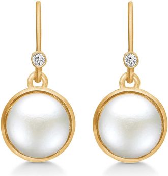 Frk. Lisberg Accessoires, Dames, Geel, ONE Size, Klassieke Oorbellen met Zoetwaterparels