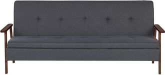 Beliani Beliani - Modern Fabric Sofa Bed Dark Wood Armrests Legs Convertible Dark Grey Tjorn