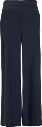P.A.R.O.S.H. Blauwe Wijde Pijp Elastische Taille Broek - Dames - Wijde Broeken - Blauw - S - Broeken