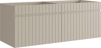 Vente-Unique Mueble bajo lavabo suspendido estriado beige - 120 cm - SATARA