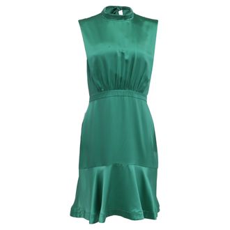Saloni Mini Dress in Green Silk