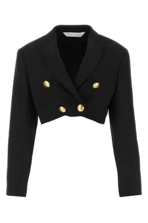 Palm Angels Double-Breasted Cropped Blazer - Black