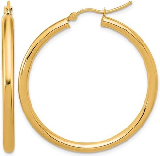 Diamond2Deal 14k Gold Polished 3mm Polished Hoop Earrings