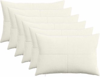 vidaXL Funda De Almohada 6 Pcs Almelo Crema 30 X 50 Cm Pana Vidaxl