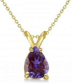 Allurez Pear-Cut Lab Alexandrite Solitaire Pendant Necklace 14K Yellow Gold (1.00ct)