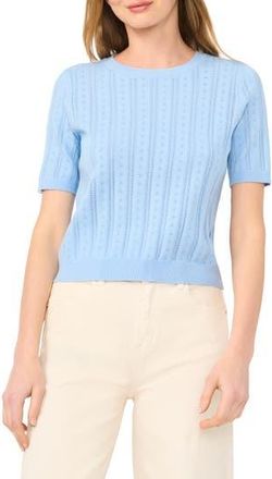 CeCe by Cynthia Steffe Pointelle Knit Sweater in Serne Waters at Nordstrom Rack, Size X-Small