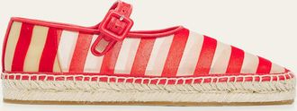 Loeffler Randall Clover Striped Mesh Mary Jane Espadrilles