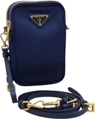 Prada Pre-owned Cross Body Bags, female, Blue, Size: ONE SIZE Pre-owned Nylon Cross Body Bag