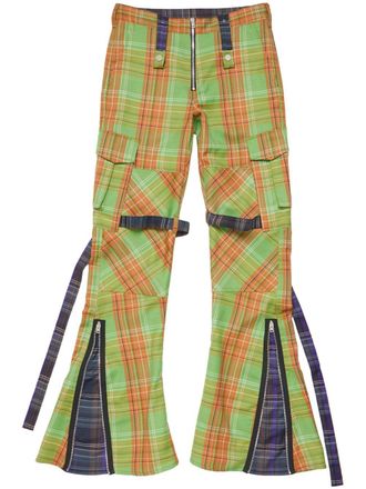 Acne Studios checkered cargo trousers - men - Polyester/Wool/Organic Cotton - 50 - Green