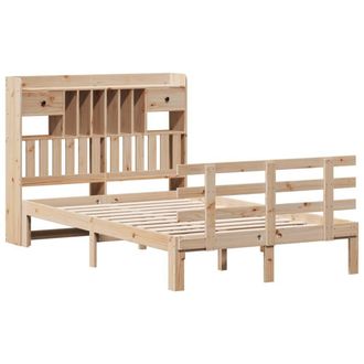 Berkfield Home Decorative Bookcase Bed without Mattress 135x190 cm Double Solid in Natural