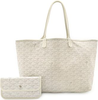 Goyard Gray White Coated Canvas Leather Shoulder Bag Tote Bag (Pre-Owned)
