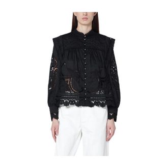 Farm Rio FARM Rio, Shirts, female, Black, Size: XS Richelieu Blouse