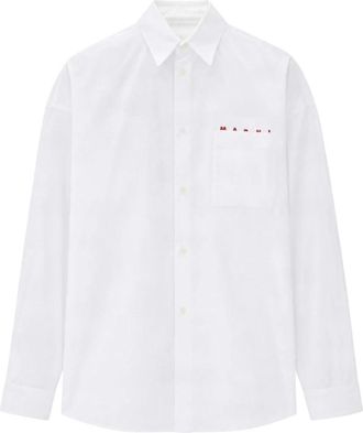Marni Cumu 0061 Poplin Shirt - Heren - Zakelijke Overhemden - Wit - L - Katoen - Overhemden