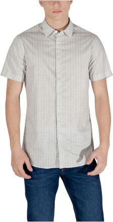 A|X Armani Exchange Short Sleeve Shirt - Heren - Korte mouwen Overhemden - Beige - XS - Katoen - Overhemden