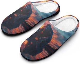 Generic Bigfoot Sunset Beach Mens Slippers Memory Foam Winter Warm Sandals Slip On House Shoes Size 7-14