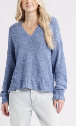 BP. Oversize V-Neck Sweater in Blue Troposphere at Nordstrom, Size Xx-Small
