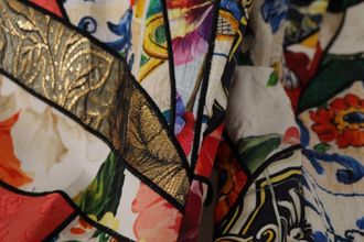 Dolce & Gabbana Multicolor Patchwork Jacquard High Waist Womens Pants